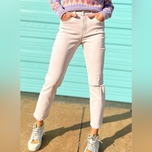 Boutique Vervet Lavender High Waist Straight Acid Wash Jeans